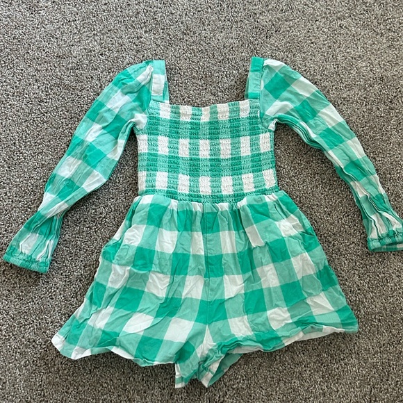 Janie & Jack Gingham Romper w/ Pockets - Picture 3 of 4